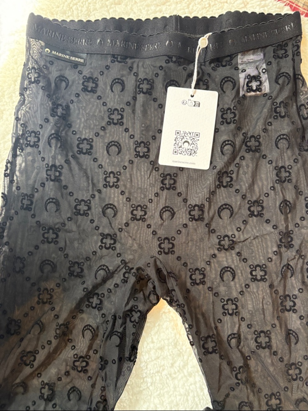 Marine Serre Black Sheer Moon & Floral Print Leggings